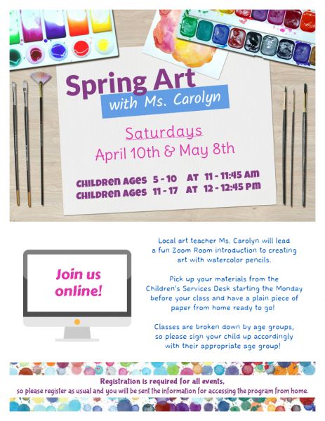 Image for event: Spring Art with Ms. Carolyn (Ages 5 - 10) 